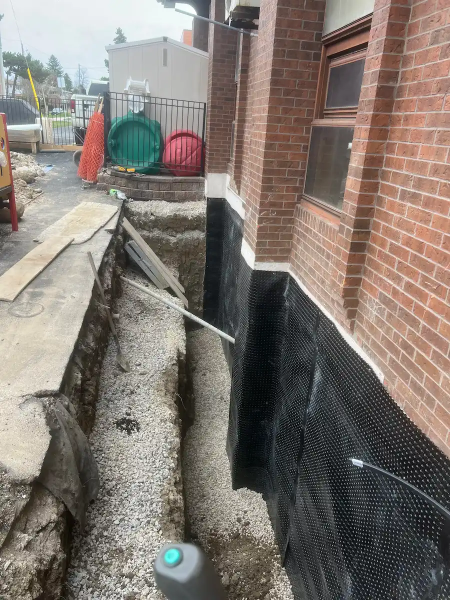 Basement Waterproofing in progress
