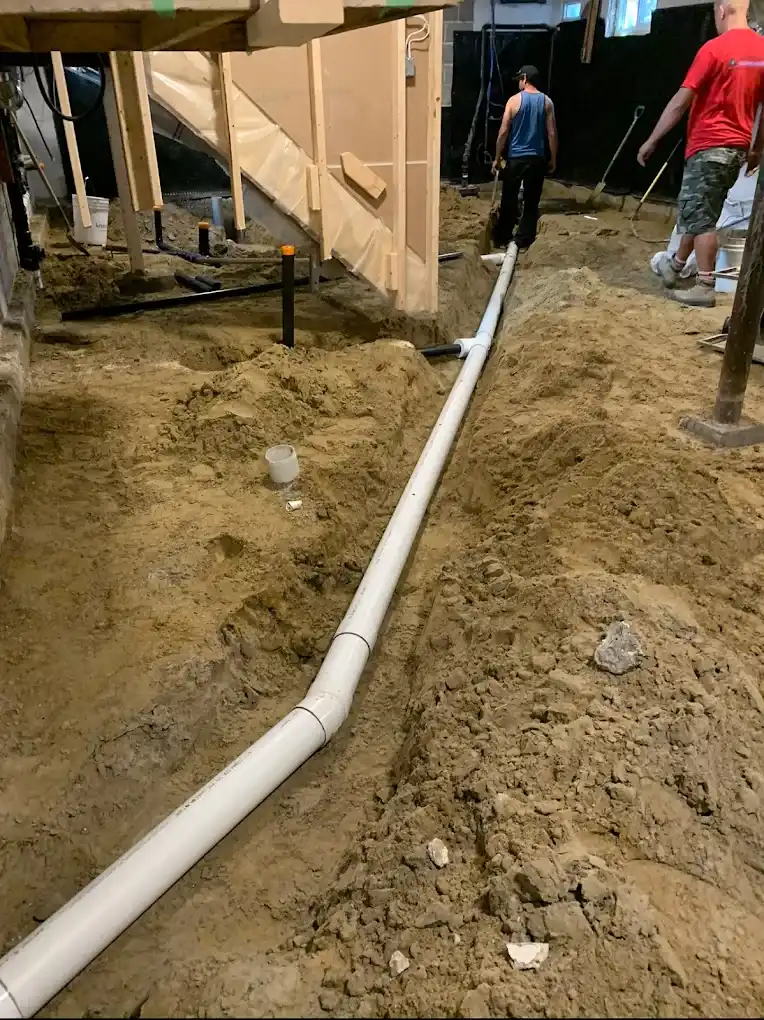 Real basement floor drain replacement work in an East York home