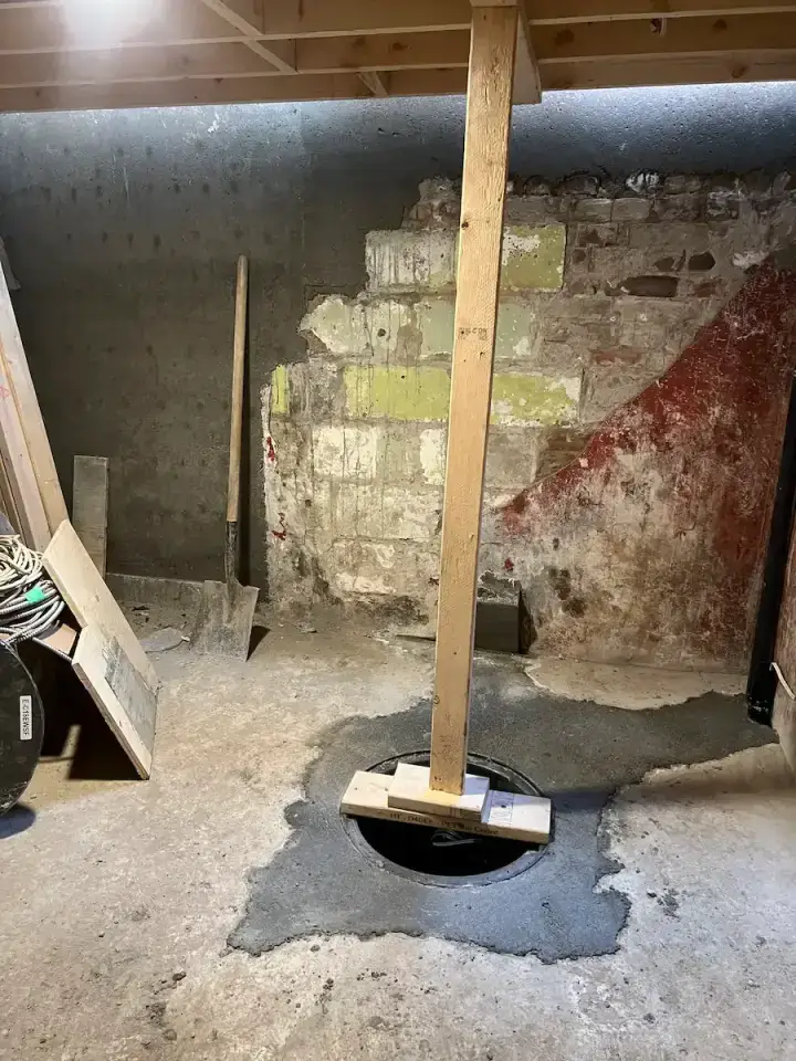 Foundation repair work in a Toronto basement